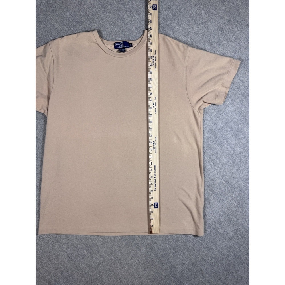 POLO RALPH LAUREN Vintage Shirt Men L Beige Cotton Pony Logo Preppy - Picture 8 of 15